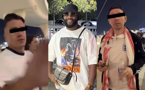 Gradur se moque des supporters Anglais sur le parvis du stade au Qatar