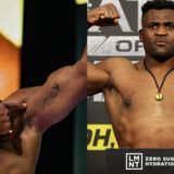Francis Ngannou rend hommage à son fils lors de la pesée avant son combat contre Renan Ferreira