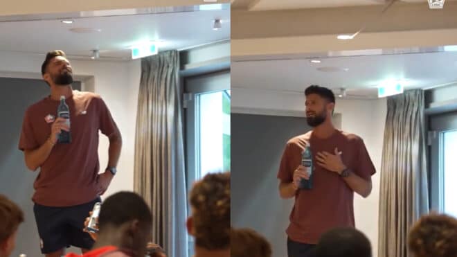 Olivier Giroud bafouille et amuse ses coéquipiers lors de son bizutage au LOSC