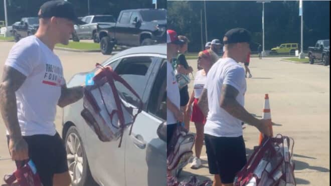 Dustin Poirier offre plus de 1200 sacs aux enfants de sa ville natale pour la rentrée