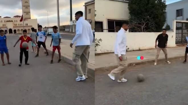 Achraf Hakimi s’offre une partie de ballon improvisée avec des enfants au Maroc