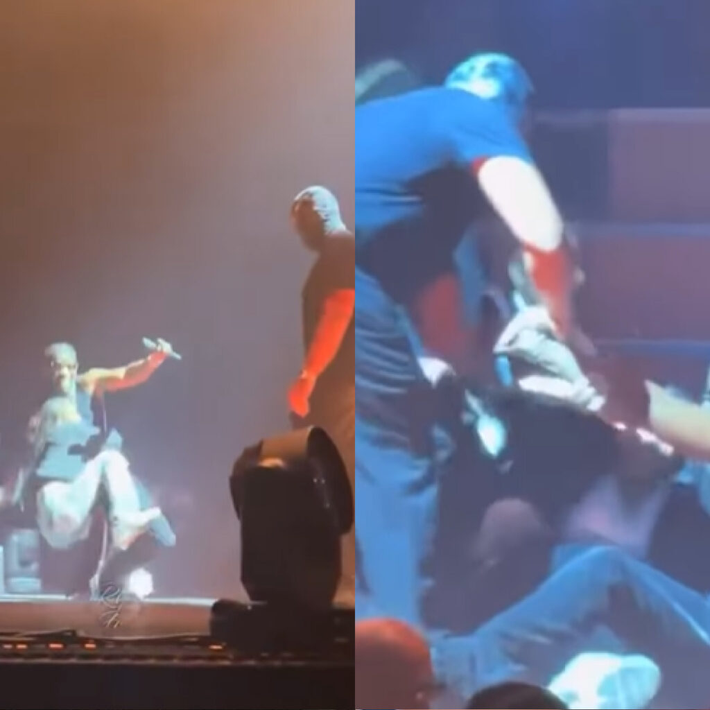 Quand Gazo tombe sur scène à cause d'une fan