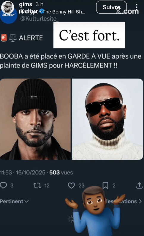 Gims réagit à la garde à vue de Booba