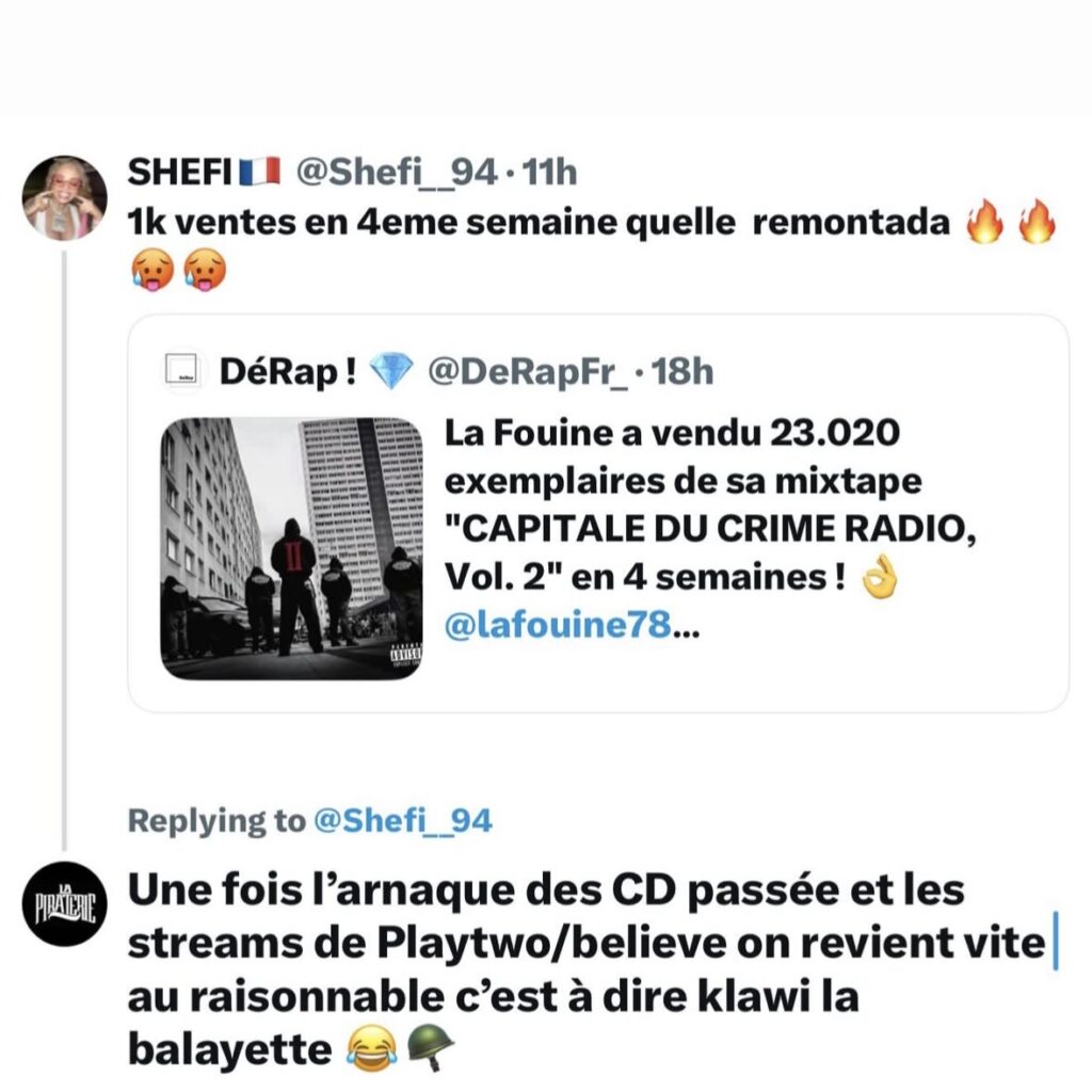 Booba ne lâche pas La Fouine : il se moque de ses chiffres de ventes