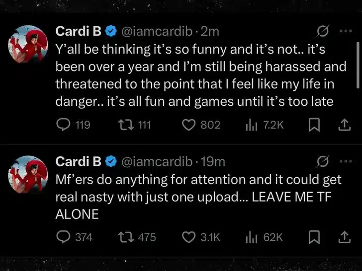 Cardi B harcelée par Offset : elle aurait peur pour sa vie