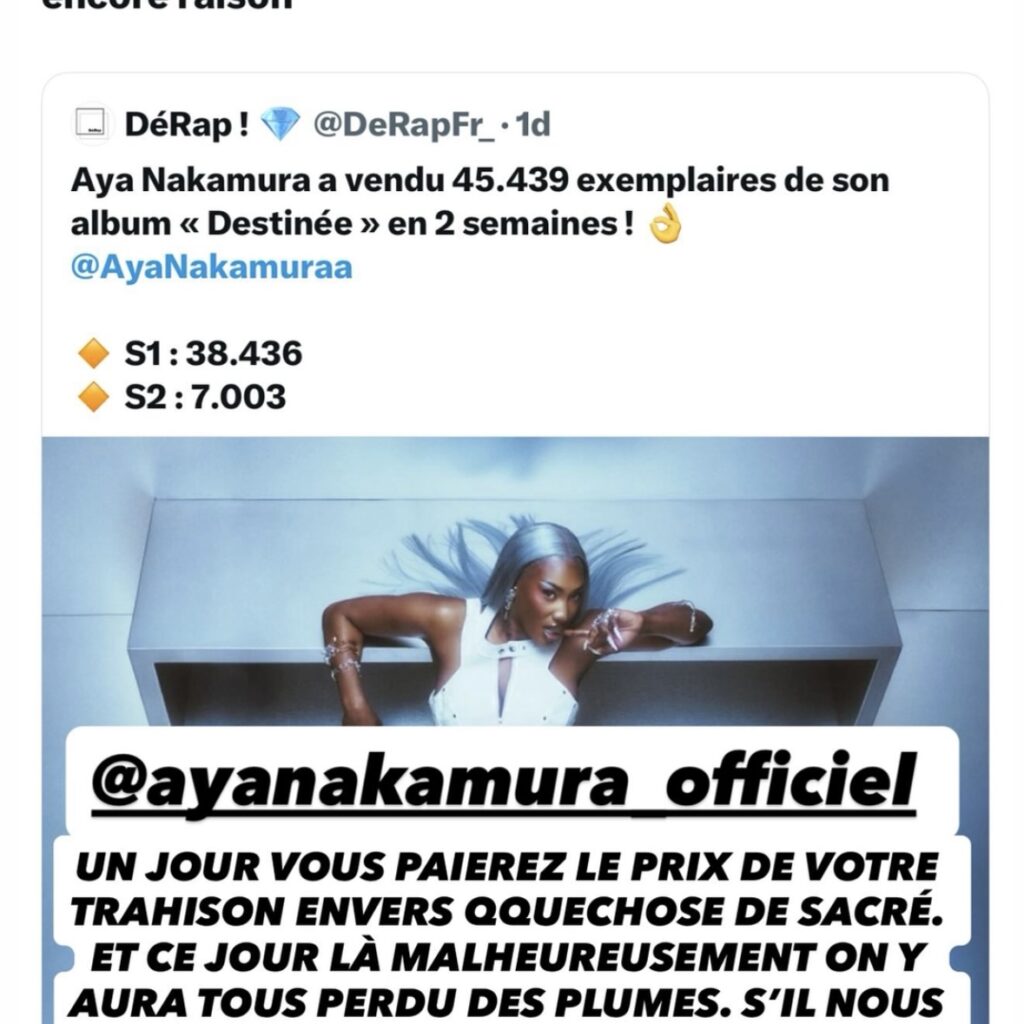 « Un jour vous paierez le prix de votre trahison... » : Booba s'acharne sur Aya Nakamura concernant les chiffres de ventes