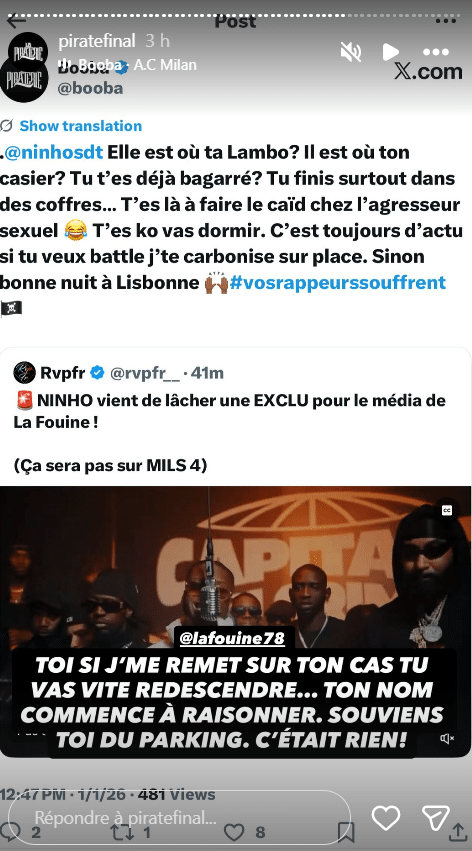 Booba s'en prend de nouveau à Ninho : "je l'envoie en enfer et..."