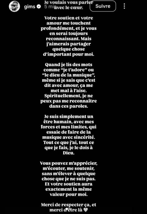 Gims adresse un message à ses fans : "ça me met mal à l'aise quand..."